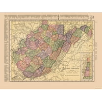 Historic State Map - West Virginia - Hammond 1910 - 30.37 x 23 - Vintage Wall Art