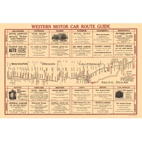 Historic State Map - Western Motor Car Route Guide - 1915 - Vintage Wall Art