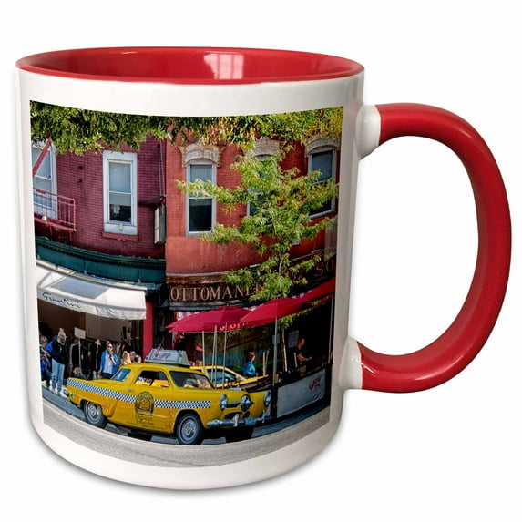 3drose, Historic Taxi in Nyc, 11oz Two-tone Red Mug