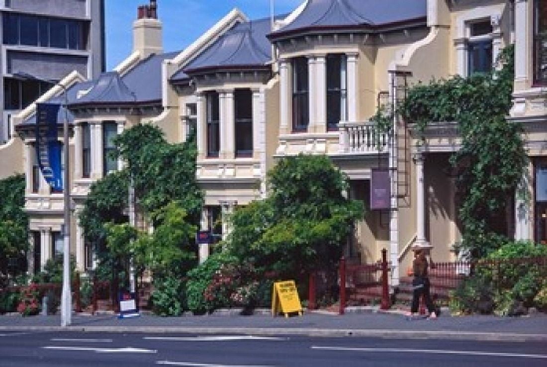 Historic Terrace Houses Stuart Street Dunedin New Zealand Canvas Art - David Wall DanitaDelimont (18 x 12)