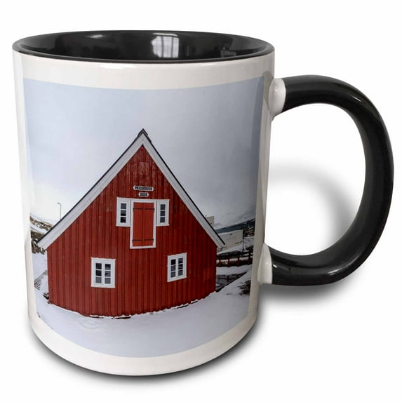 3drose, Historic Trading Station Langabud, Djupivogur, Iceland., 15oz Two-tone Black Mug