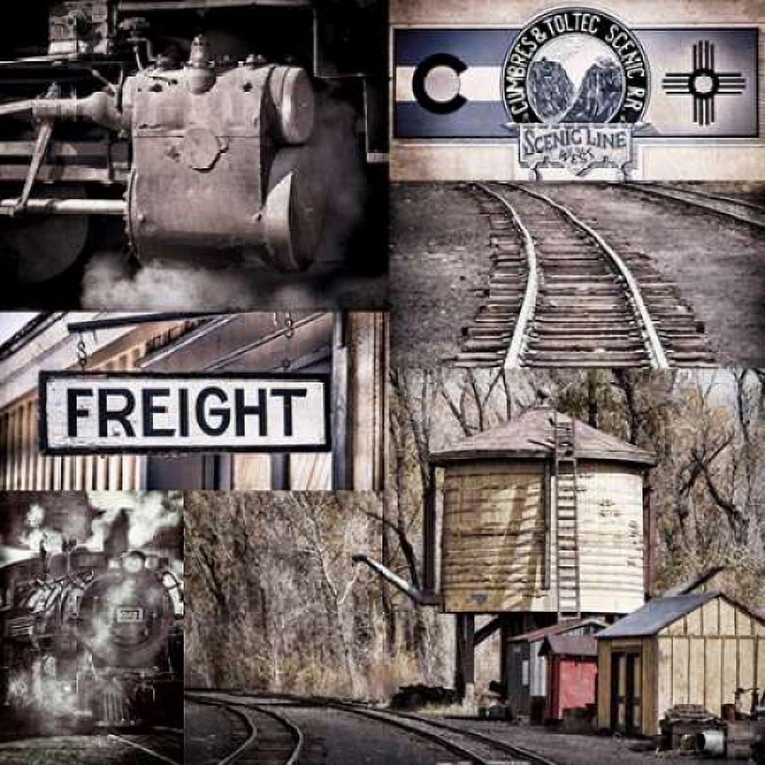 Historic Train Collage I Canvas Art - Kathy Mahan (24 x 24)