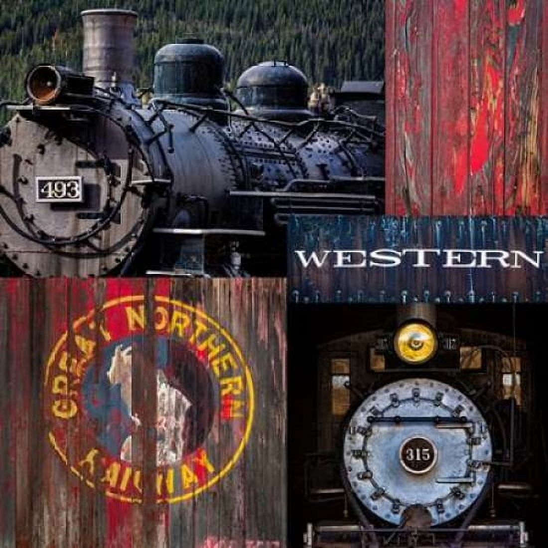 Historic Train Collage III Canvas Art - Kathy Mahan (24 x 24)