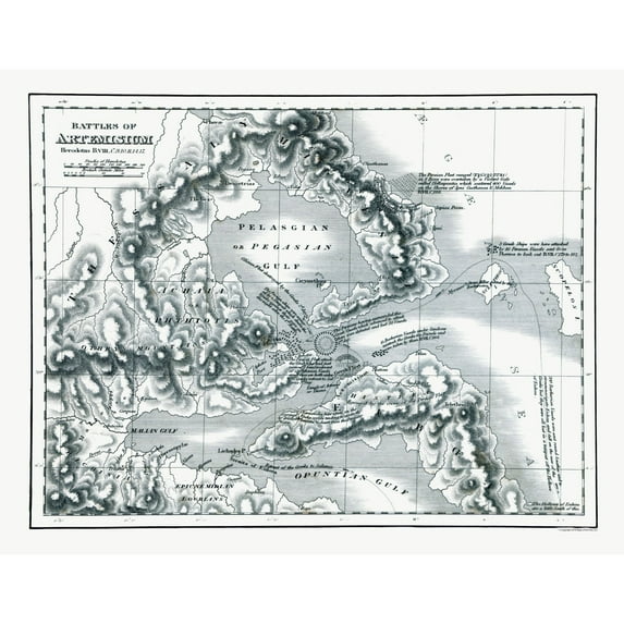 Historic War Map - Artemisium Greece Battles - Oxford 1828 - Vintage Wall Art