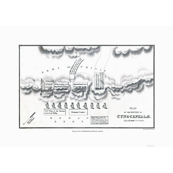 Historic War Map - Cynocephalae Greece Battle - Oxford 1828 - 32.83 x 23 - Vintage Wall Art
