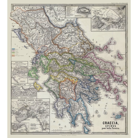 Historic War Map - Greece Macedonian War - Spruner 1865 - 23 x 25.71 - Vintage Wall Art