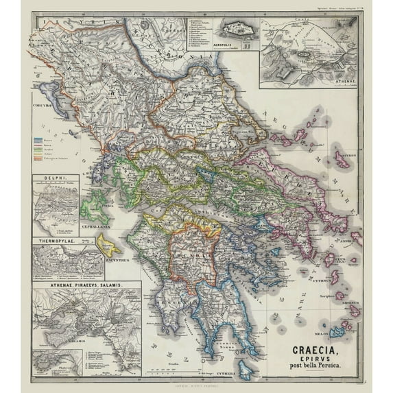 Historic War Map - Greece Macedonian War - Spruner 1865 - 23 x 25.71 - Vintage Wall Art