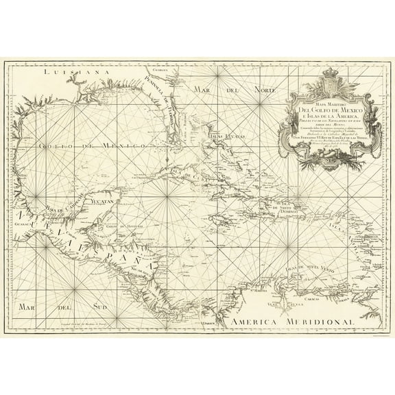 Historic War Map - Gulf of Mexico Islands 1755 - Vintage Wall Art