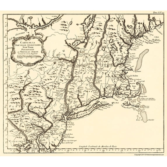Historic War Map - New York Pennsylvania New Jersey - 1757 - 23 x 26.33 - Vintage Wall Art