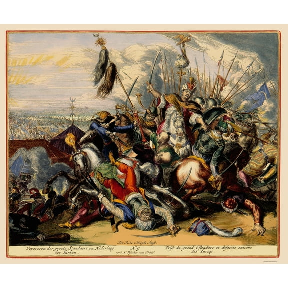 Historic War Map - Vienna Austria Siege 10 - De'Hooghe 1683 - 23 x 27.55 - Vintage Wall Art