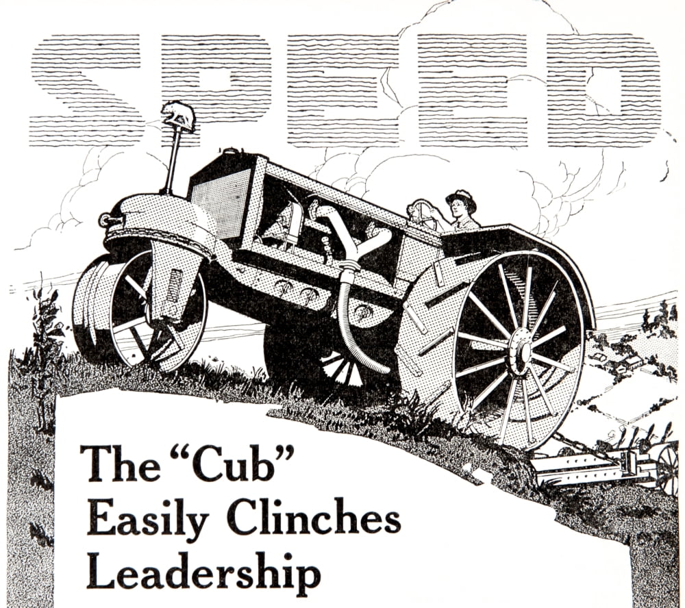 Historic advertisement of Cub tractor emphasizing speed in the early 20th century Canvas Art - Remsberg Inc Design Pics (32 x 28)