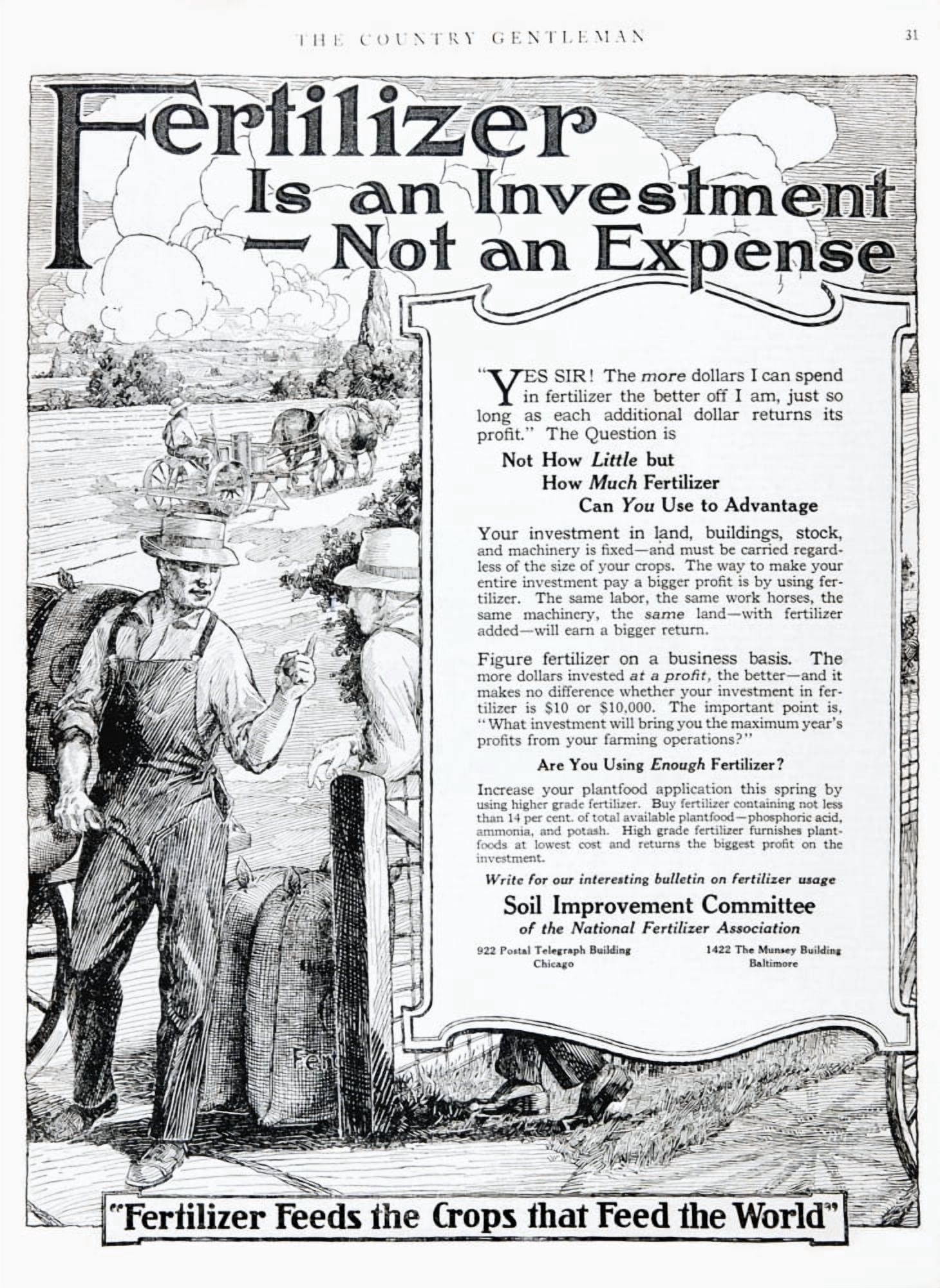 Historic fertilizer advertisement from early 20th century magazine Canvas Art - Remsberg Inc Design Pics (13 x 18)