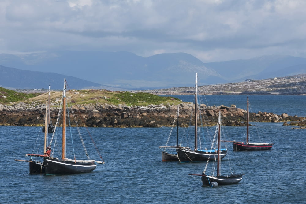 Historic sailing boats Gorumna Island Connemara County Galway Ireland Canvas Art - Carl Bruemmer Design Pics (19 x 12)