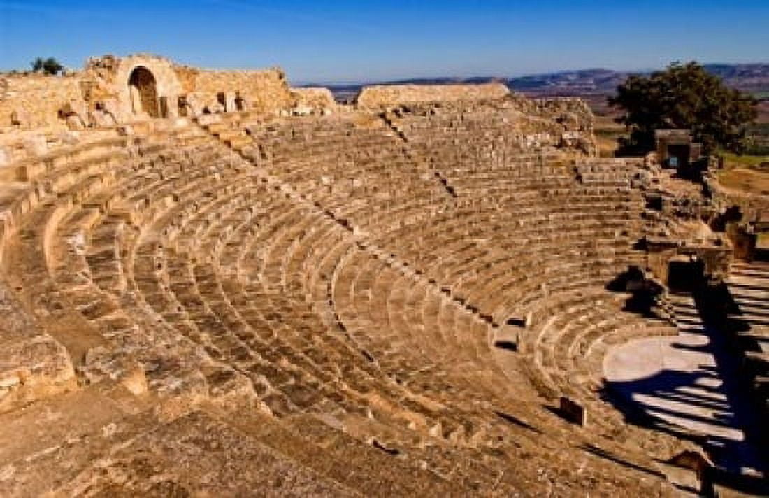 Historical 2nd Century Roman Theater ruins in Dougga Tunisia Northern Africa Canvas Art - Bill Bachmann DanitaDelimont (17 x 11)