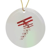 3drose, Historical Aviation Design of Biplanes Flying in Formation for Pilots., Circle Porcelain Ornament
