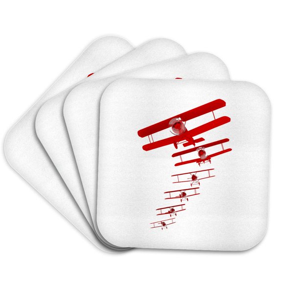 3drose, Historical Aviation Design of Biplanes Flying in Formation for Pilots., Set of 4 Coasters - Soft