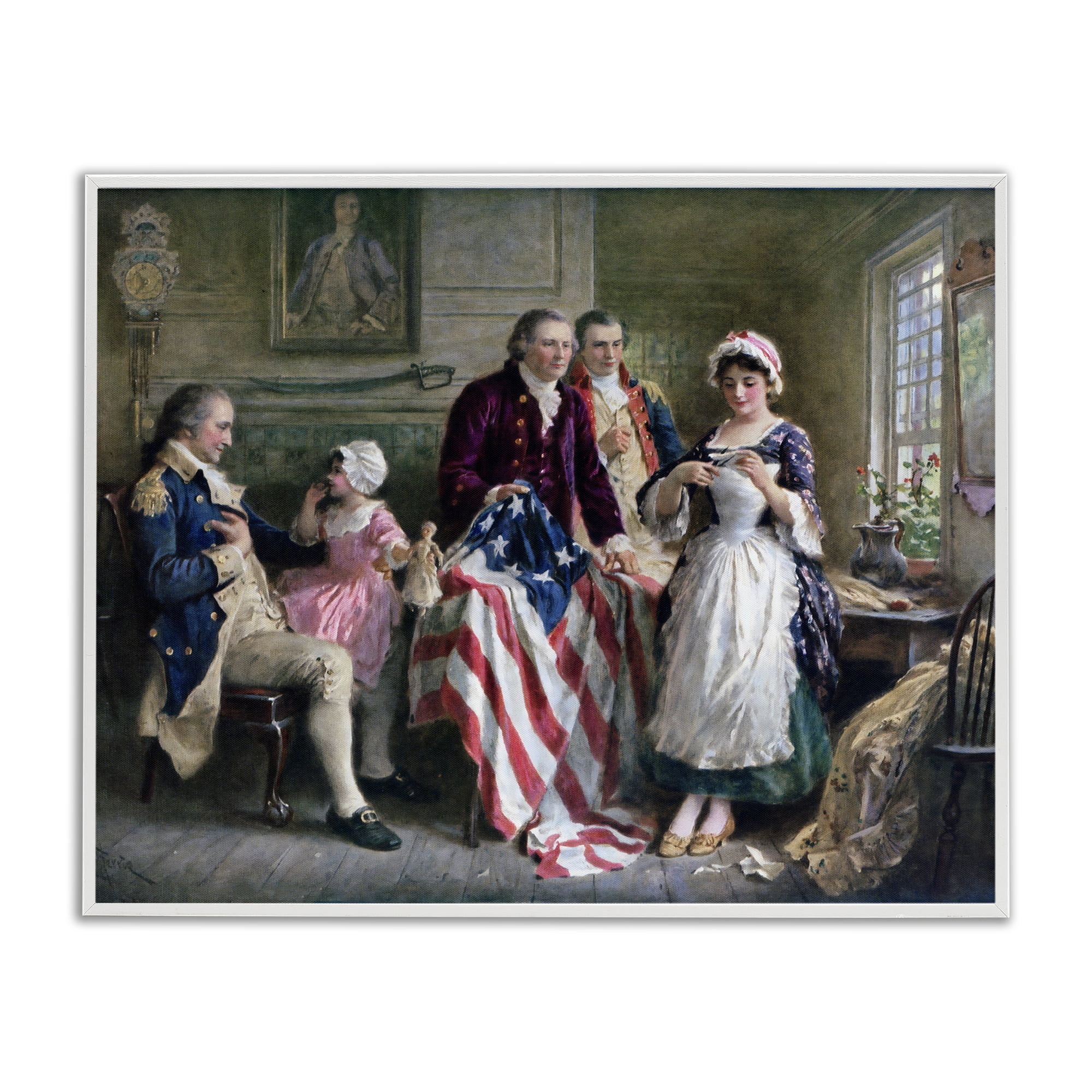 Historical Betsy Ross White Framed Giclee Art, design by Arlington Prints