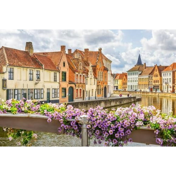 Historical City Center with Canal in Bruges, West Flanders, Belgium - Premium Jigsaw Puzzle for Adults 1000 Pieces