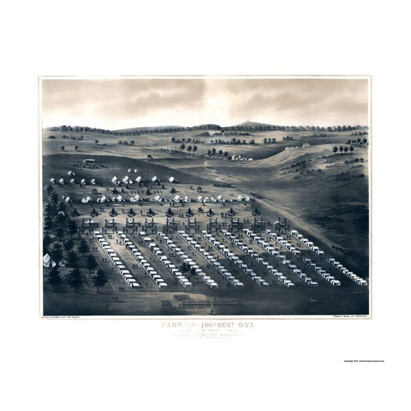 Historical Civil War Map - 196th Regiment - Schmidt 1860s - 23 x 29.77 - Vintage Wall Art