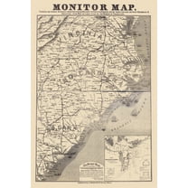 Historical Civil War Map - Carolinas Virginia Coasts- Prang 1863 - 23 x 34.14 - Vintage Wall Art