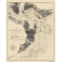 Historical Civil War Map - Charleston Harbor South Carolina - Bache 1863 - 23 x 28.91 - Vintage Wall Art