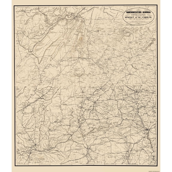 Historical Civil War Map - Georgia Tennessee Alabama War Department - Callahan 1863 - WallArt