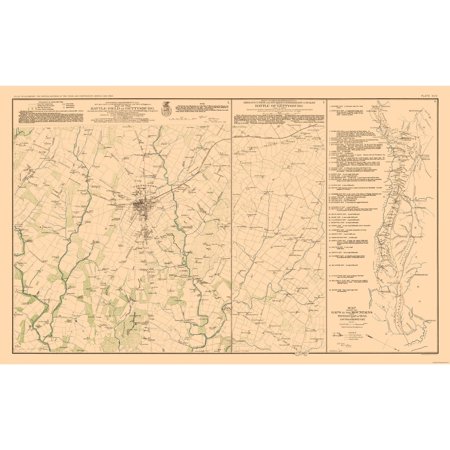 Historical Civil War Map - Gettysburg Battle Positions - Bien 1894 - Vintage Wall Art