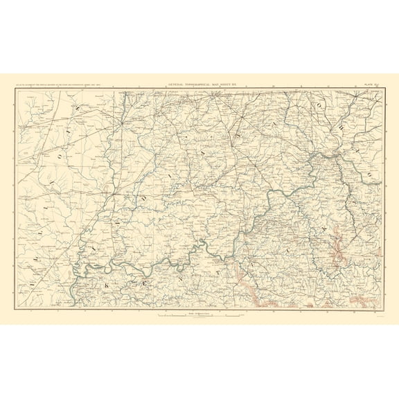 Historical Civil War Map - Illinois Indiana Ohio Kentucky - Bien 1895 - 23 x 36.45 - Vintage Wall Art