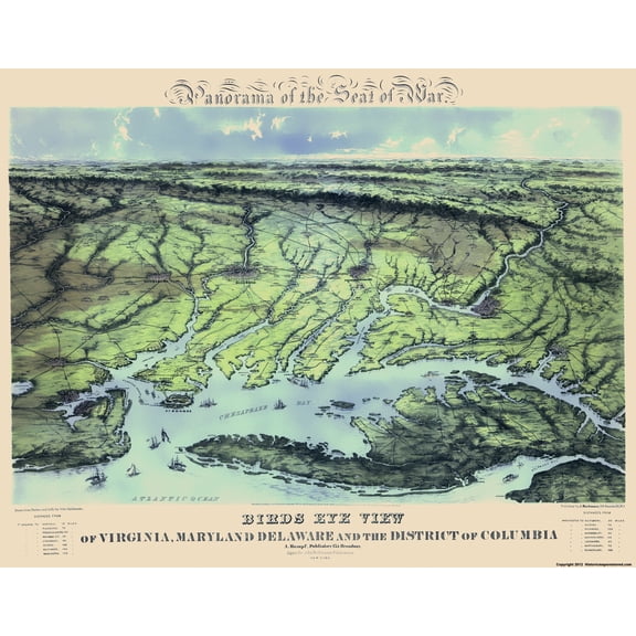 Historical Civil War Map - Maryland Virginia Delaware Washington DC - Bachmann 1861 - 23 x 29.27 - Vintage Wall Art