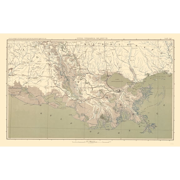 Historical Civil War Map - Mississippi Delta Region - Bien 1895 - 23 x 36.51 - Vintage Wall Art
