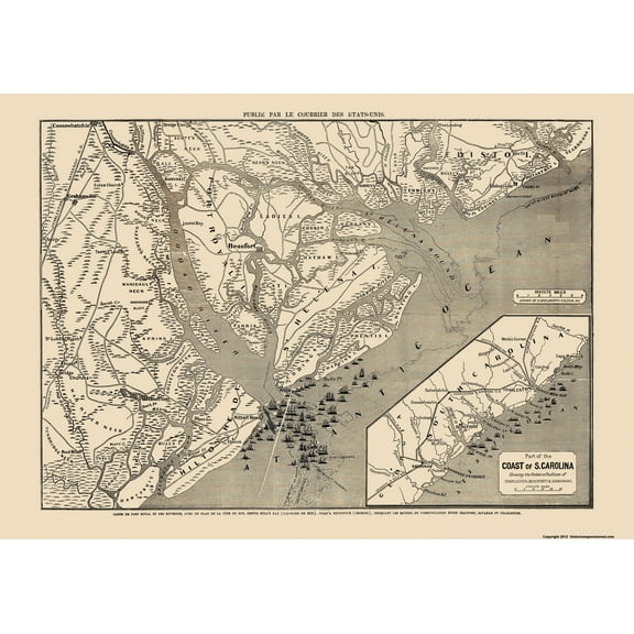 Historical Civil War Map - South Carolina - Colton 1860 - 23 x 32.65 - Vintage Wall Art