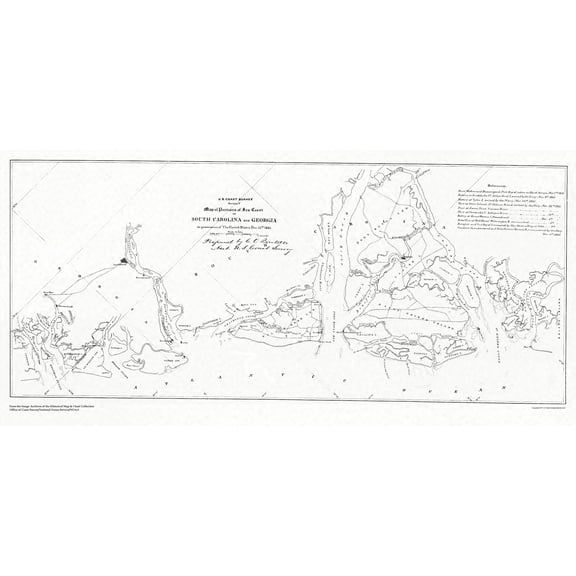 Historical Civil War Map - South Carolina Georgia Coast - USCS 1861 - 23 x 47.97 - Vintage Wall Art
