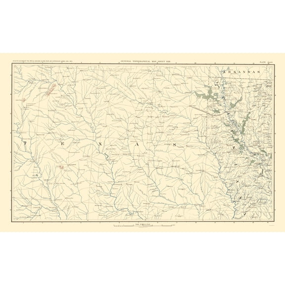Historical Civil War Map - Texas Louisiana Arkansas - Bien 1895 - 23 x 36.51 - Vintage Wall Art