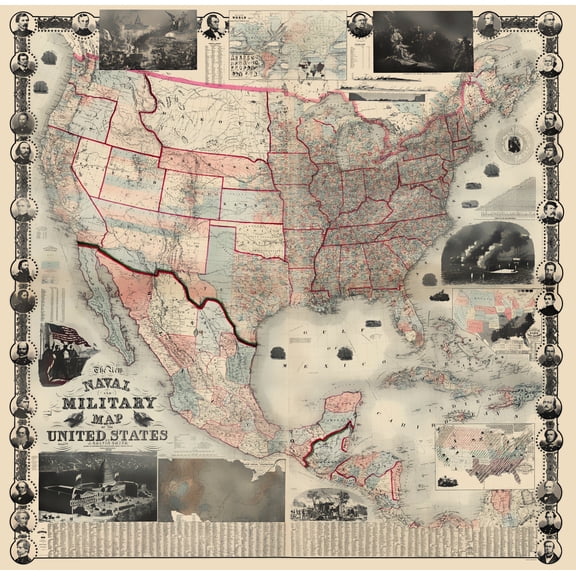 Historical Civil War Map - United States Naval Military - Smith  1862 - 23.45 x 23 - Vintage Wall Art