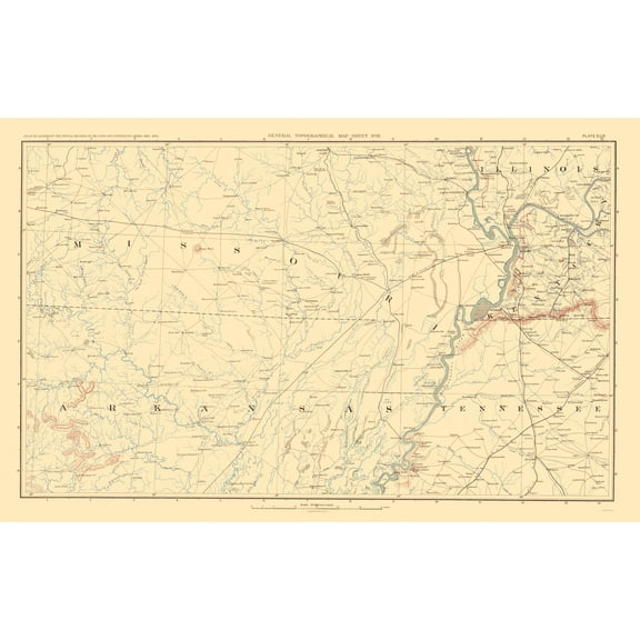 Historical Civil War Map - United States South Central - Bien 1895 - 23 x 36.34 - Vintage Wall Art