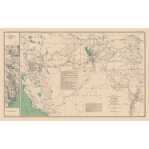 Historical Civil War Map - Utah Tennessee Military Department - Bien 1894 - Vintage Wall Art
