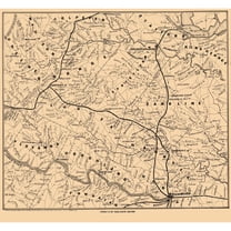 Historical Civil War Map - Virginia Battle Grounds - Forbes 1863 - 24.84 x 23 - Vintage Wall Art