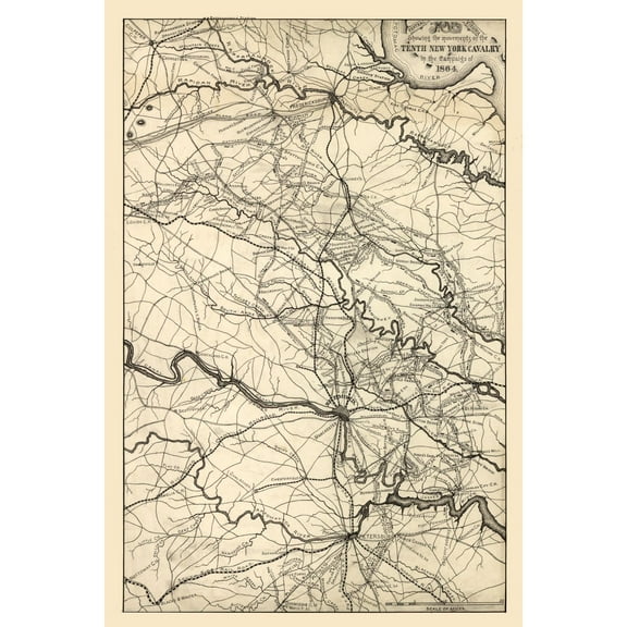 Historical Civil War Map - Virginia Central - Preston 1864 - 23 x 34.50 - Vintage Wall Art