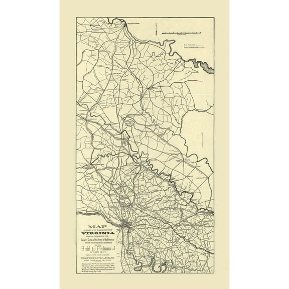 Historical Civil War Map - Virginia Eastern Portion - Preston 1864 - 23 x 39.12 - Vintage Wall Art