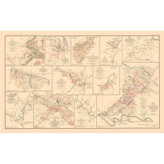 Historical Civil War Map - Virginia West Virginia Battle Positions - Hotchkiss 1894 - 36.89 x 23 - Vintage Wall Art