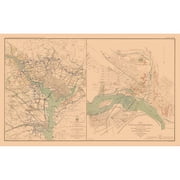 Historical Civil War Map - Washington Richmond Virginia Defenses- Bien 1894 - Vintage Wall Art