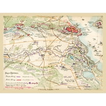Historical Civil War Map - Yorktown Virginia - Heinitzelman 1862 - 30.33 x 23 - Vintage Wall Art