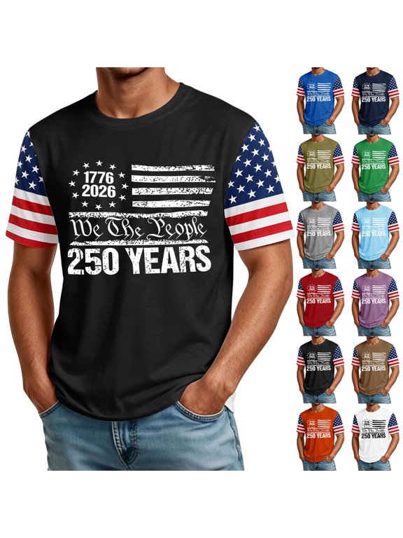 Historical Commemorative Top with Constitution Quote and American Flag Details Highlighting Comfort Fit Design Light Purple M