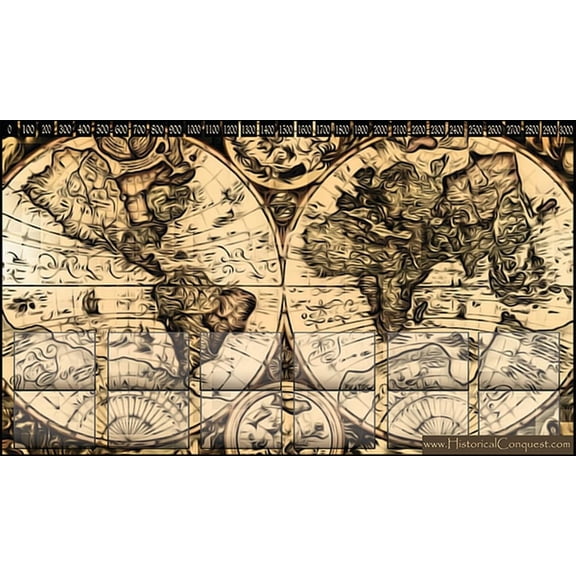 Historical Conquest Play Mat The Original Burning Map Mat - History Card Game Accessory 14"x24"