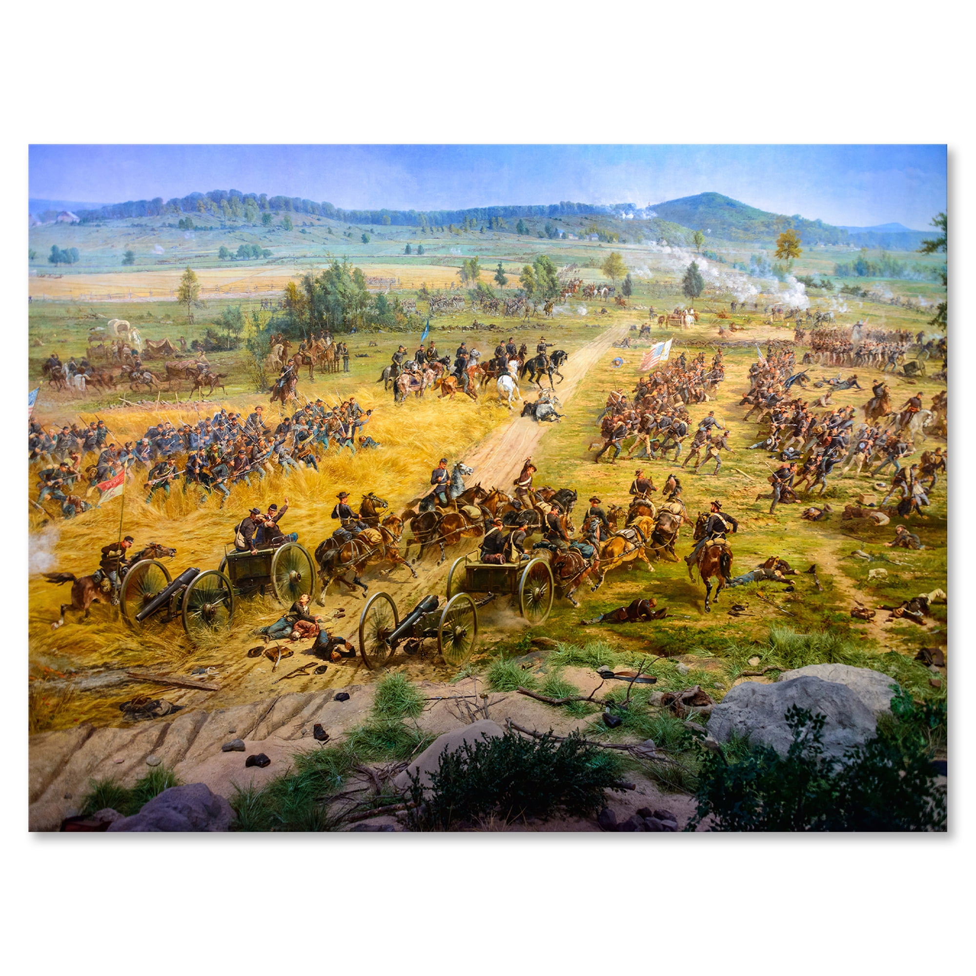 Historical Gettysburg National Military Park 32 in x 24 in Painting Canvas Art Print, by Designart