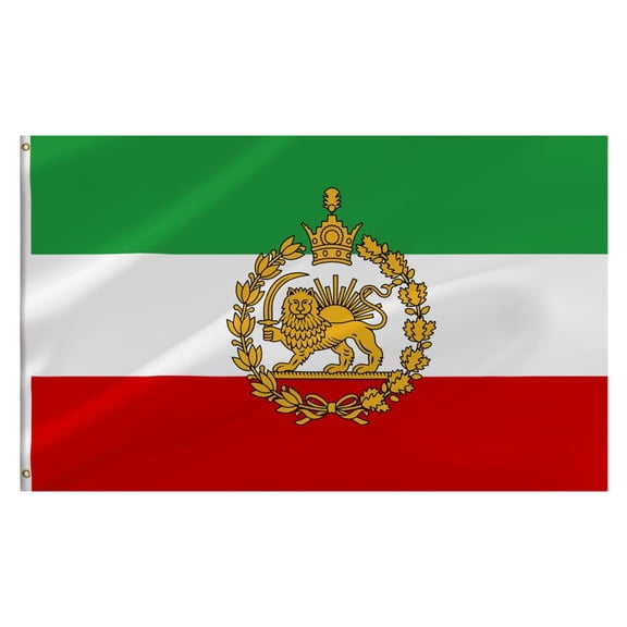 Historical Persian Lion and Sun Flag 3x5 FT - Vintage Iran Empire Flag with Brass Grommets, Vivid Color, Double Stitched Polyester for Indoor Outdoor