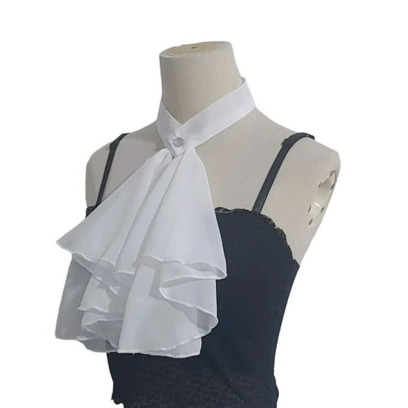 Historical Reenactment Ruffled Jabot Necktie Chiffons Detachable Faux Collar Neckpiece For Renaissances Colonial Outfit