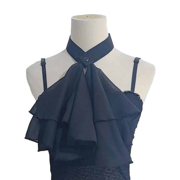 Historical Reenactment Ruffled Jabot Necktie Chiffons Detachable Faux Collar Neckpiece For Renaissances Colonial Outfit