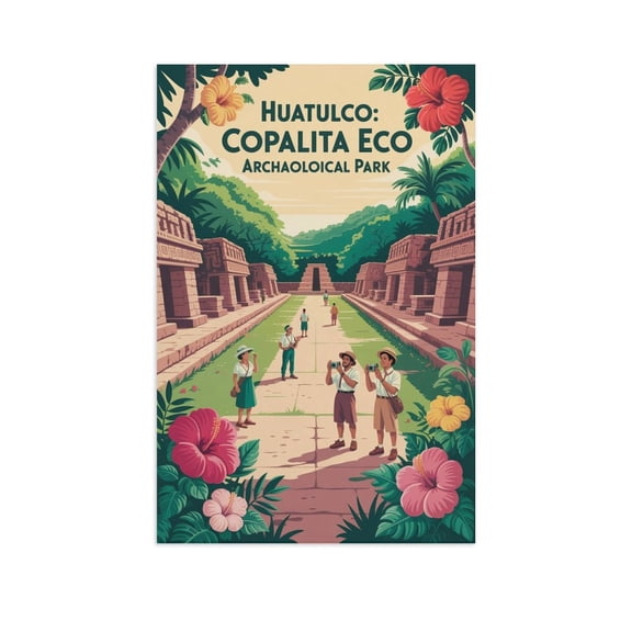 Historical Ruins Wall Art Copalita Eco Archaeological Park Huatulco Mexico Retro Travel Poster Vintage Archaeology Print Print Poster