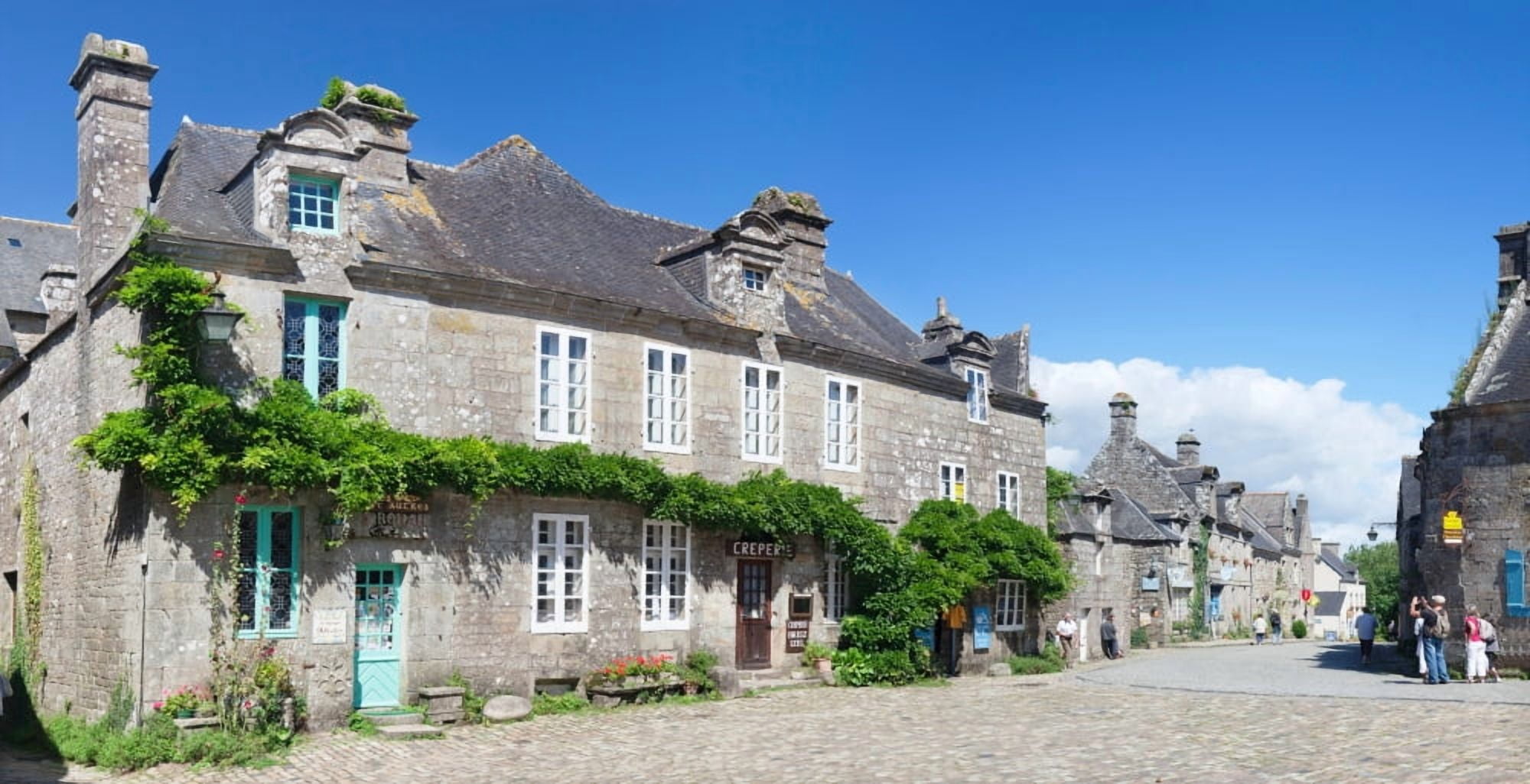 Historical buildings at the Grand Place Locronan Finistere Brittany France Canvas Art - Panoramic Images (36 x 12)